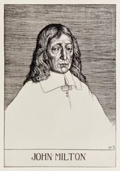 Frontispiece Portrait of John Milton from Paradise Lost, Illustration by William Strang